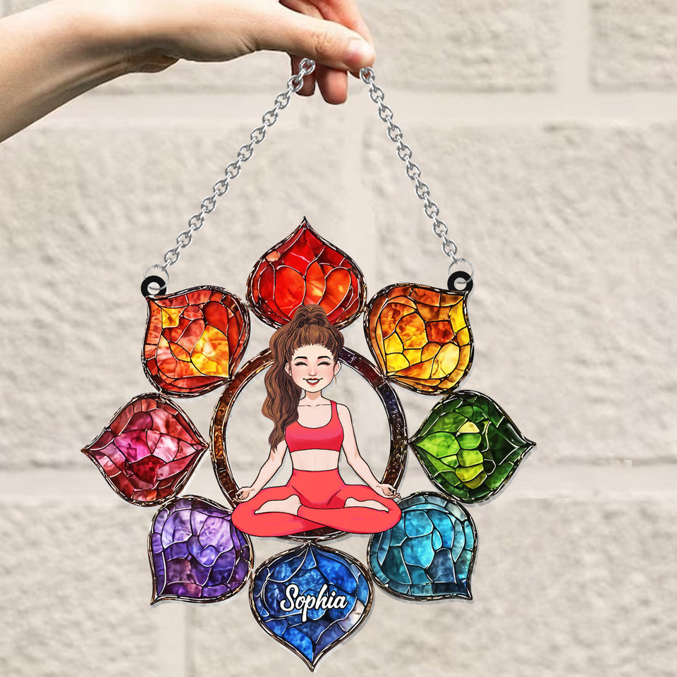 Vibrant Om Symbol - Personalized Yoga Window Hanging Suncatcher Ornament