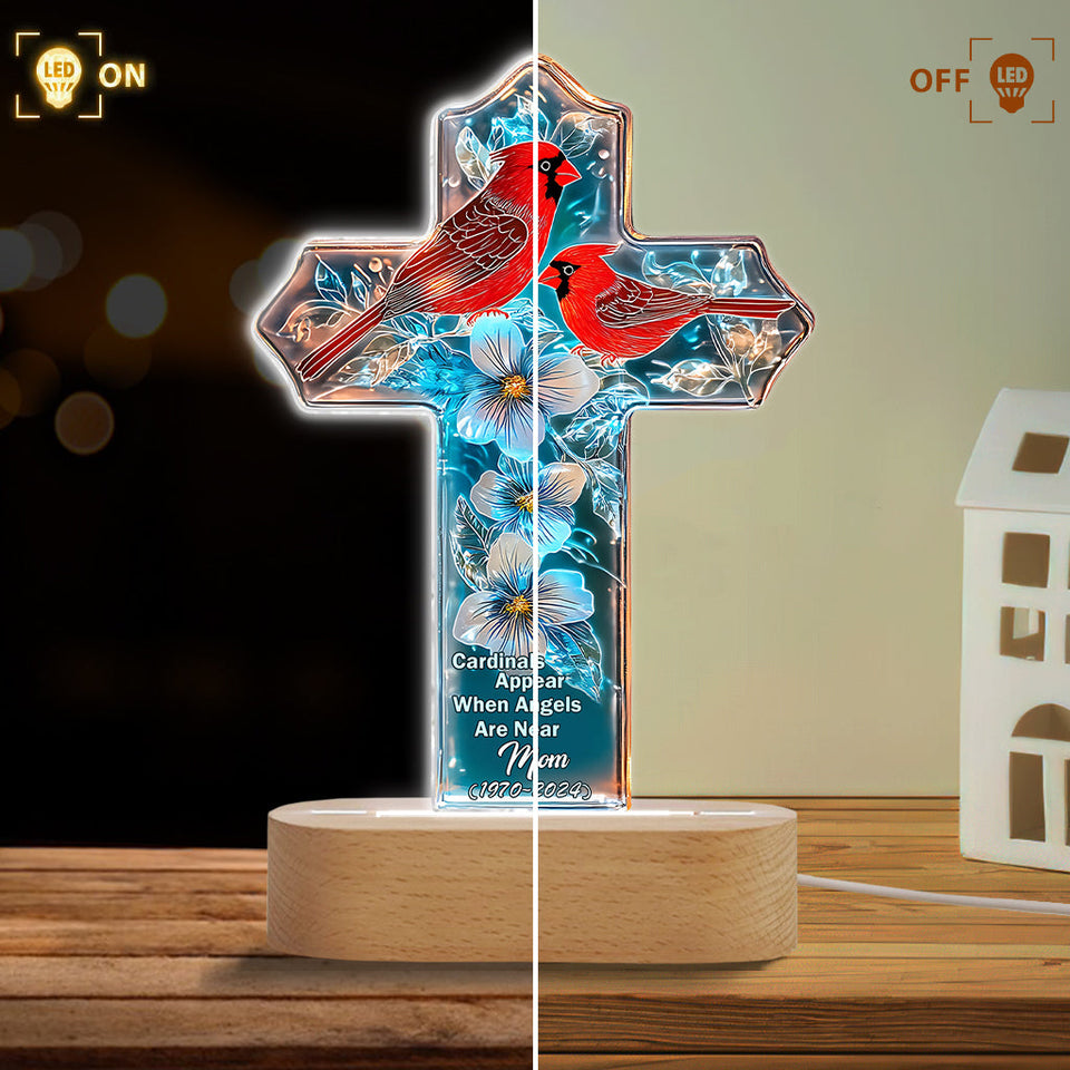 Les cardinaux apparaissent quand les anges sont proches.
 - Socle lumineux personnalisé pour plaque commémorative