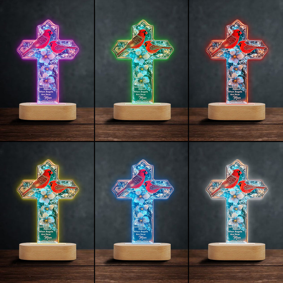 Les cardinaux apparaissent quand les anges sont proches.
 - Socle lumineux personnalisé pour plaque commémorative