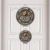 Patio Grilling Listen To The Good Music - Personalized Couple Round Wood Sign