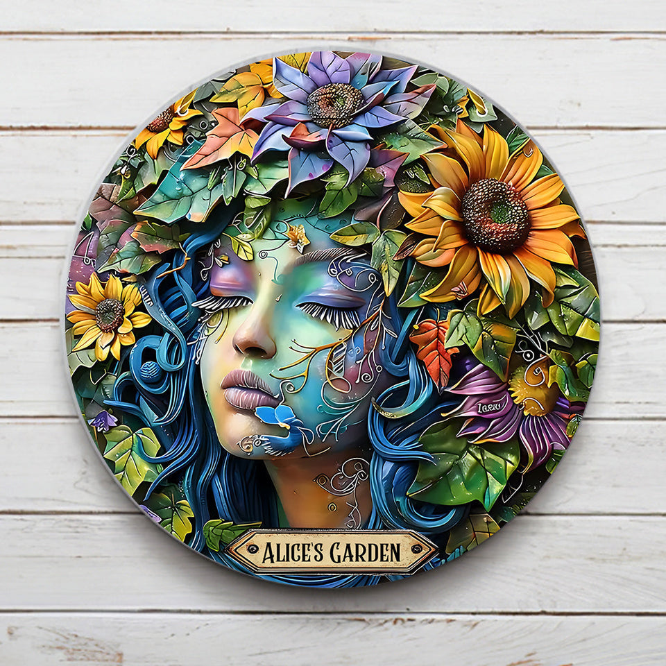 My Garden - Personalized Gardening Round Metal Sign