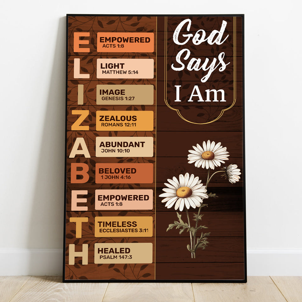 Dieu dit que je suis - Toile et affiche chrétiennes personnalisées