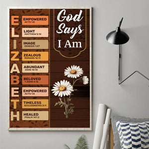 Dieu dit que je suis - Toile et affiche chrétiennes personnalisées