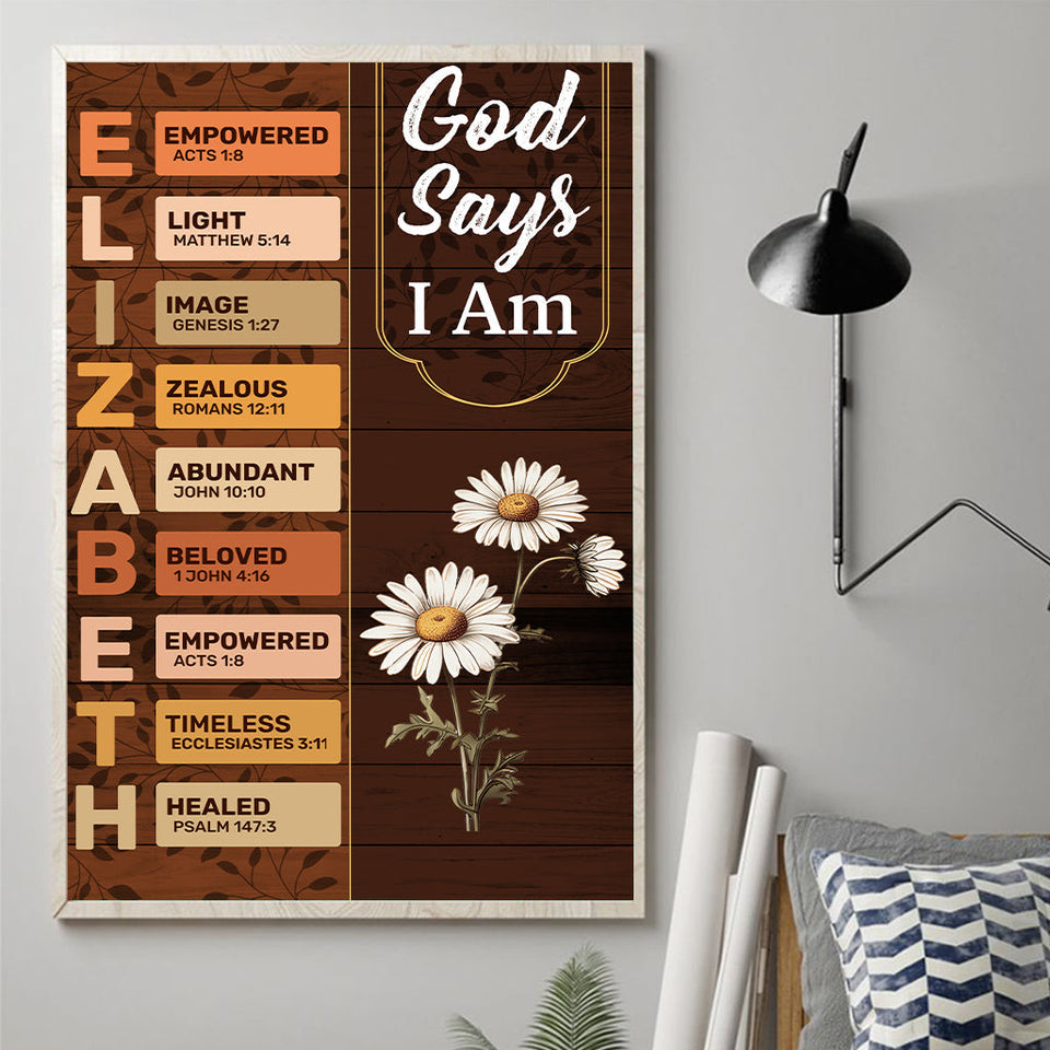 Dieu dit que je suis - Toile et affiche chrétiennes personnalisées