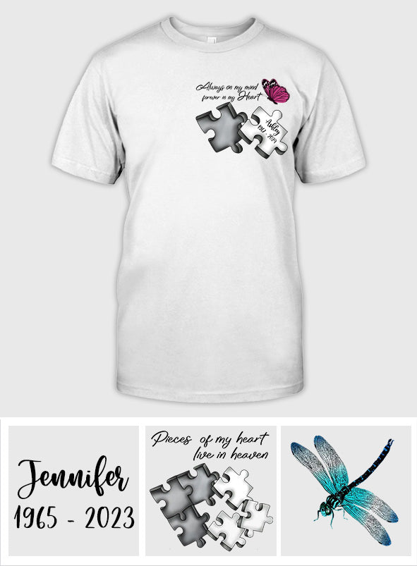 Toujours dans mes pensées, à jamais dans mon cœur - T-shirt et sweat à capuche commémoratifs personnalisés