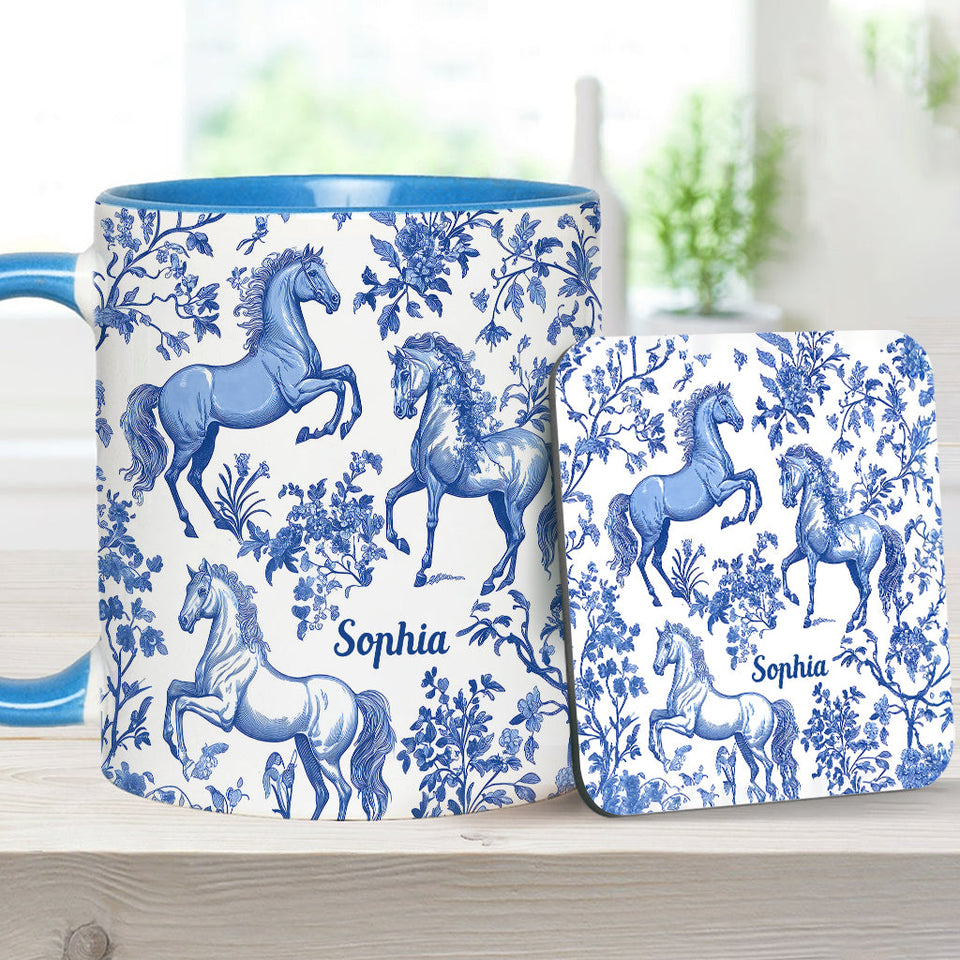 Horse Toile de Jouy - Personalized Horse Accent Mug