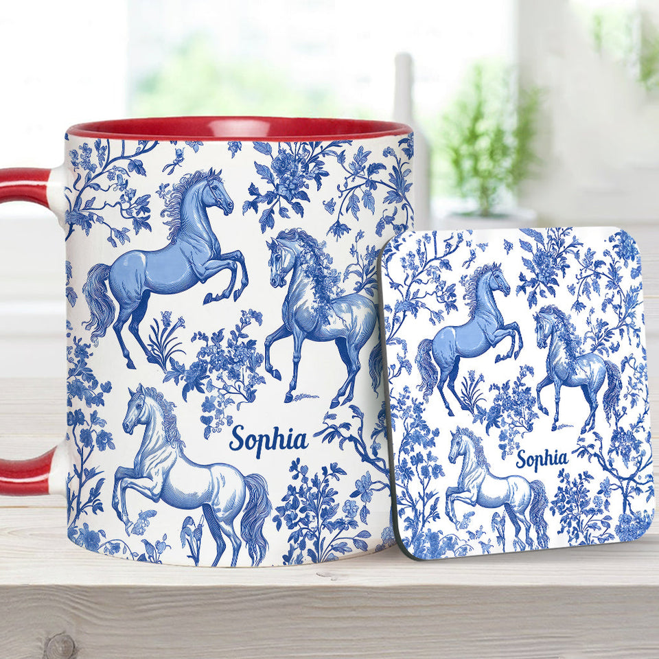 Horse Toile de Jouy - Personalized Horse Accent Mug
