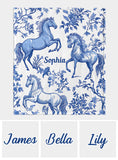 Horse Blue & White Toile de Jouy - Personalized Horse Blanket