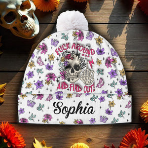 Fuck Around And Find Out - Personalized Skull Beanie Hat