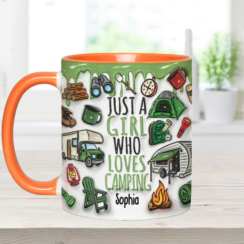 Just A Girl Who Loves Camping - Personalized Camping Accent Mug