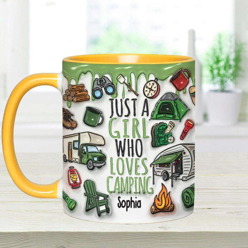 Just A Girl Who Loves Camping - Personalized Camping Accent Mug