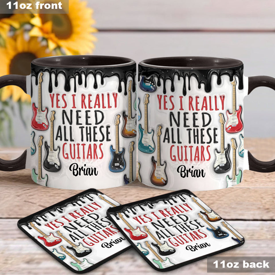 Yes I Really Do Need All These Guitars - Personalized Guitar Accent Mug