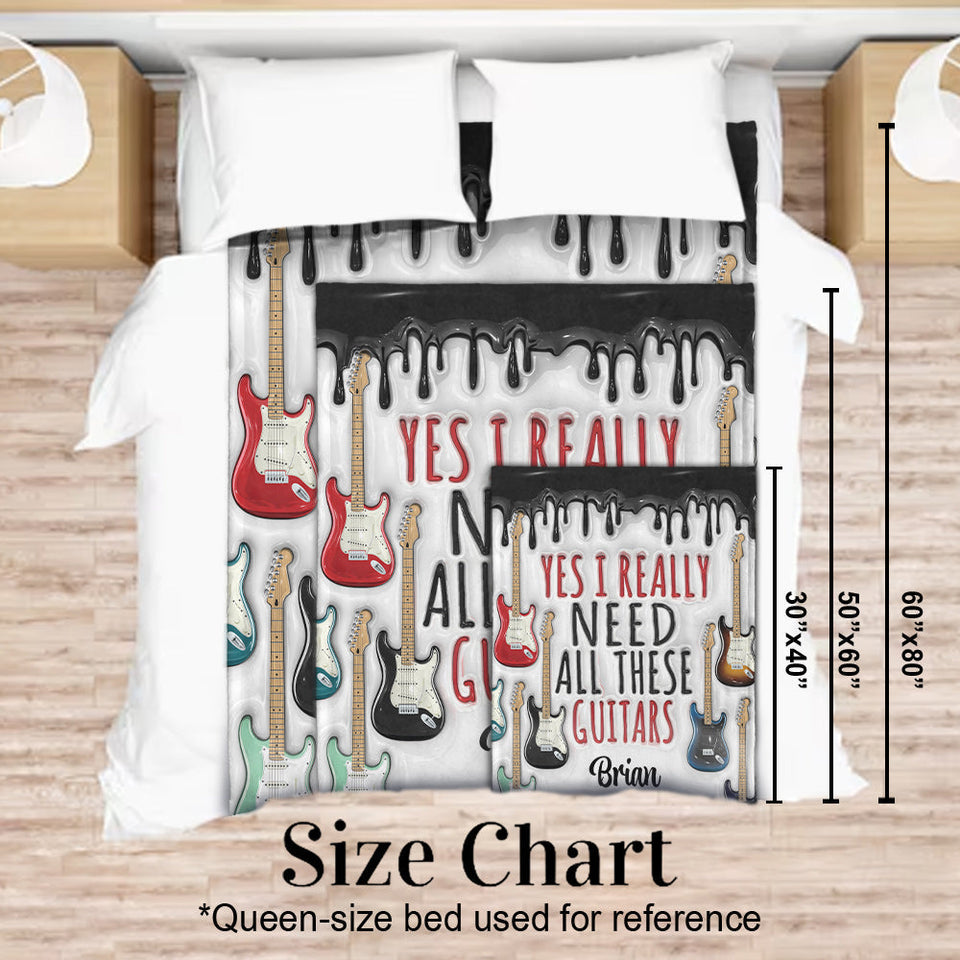 I Need All These Guitars - Personalized Guitar Blanket