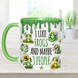 I Like Frogs & Maybe 3 People - Personalized Frog Accent Mug