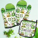 Just A Girl Who Loves Frogs - Personalized Frog Oven Mitts & Pot Holder Set