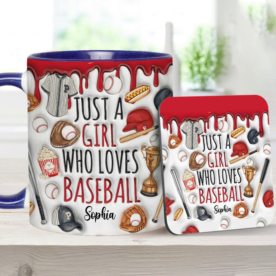 Just A Girl Who Loves Baseball - Personalized Baseball Accent Mug
