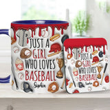 Just A Girl Who Loves Baseball - Personalized Baseball Accent Mug