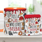 Just A Girl Who Loves Baseball - Personalized Baseball Accent Mug