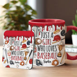 Just A Girl Who Loves Baseball - Personalized Baseball Accent Mug