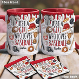 Just A Girl Who Loves Baseball - Personalized Baseball Accent Mug