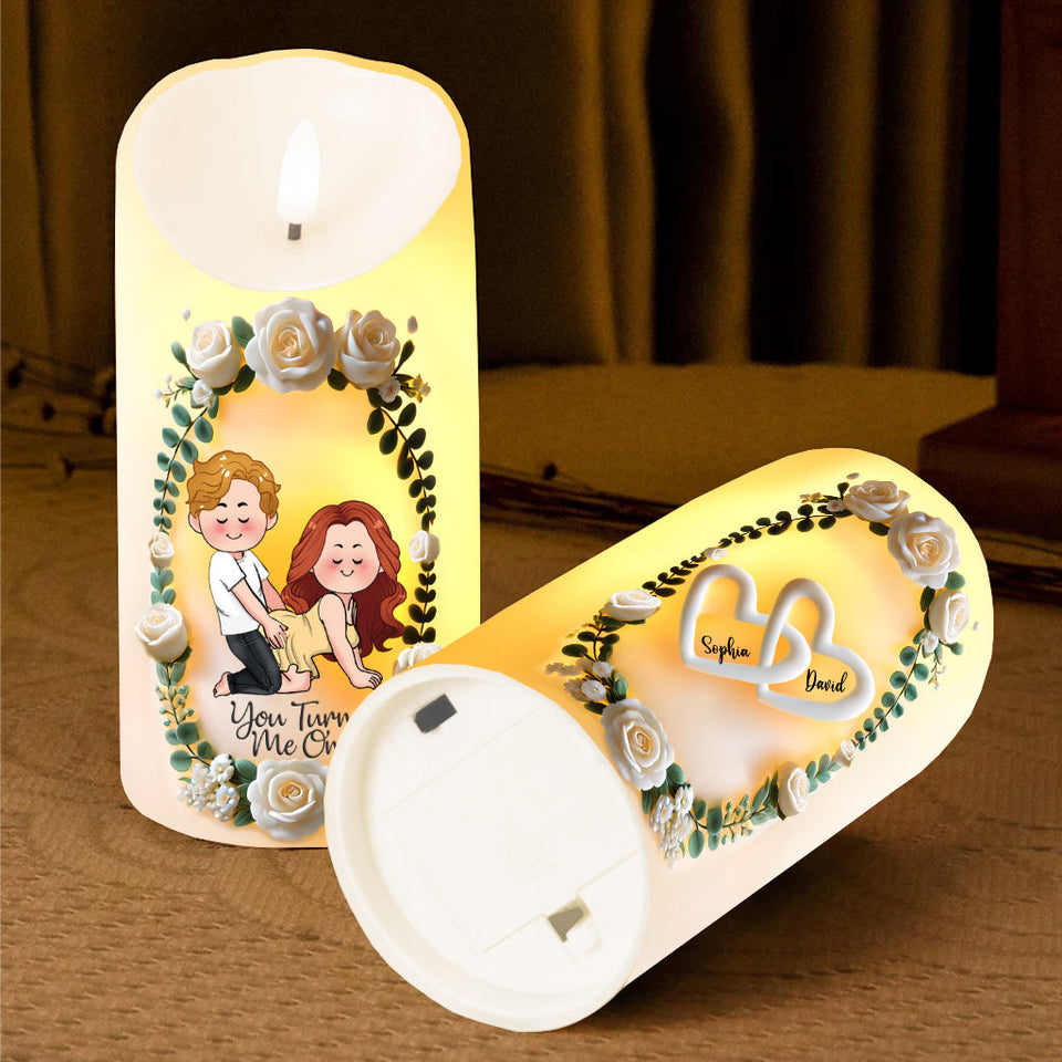 You Turn Me On - Personalized Couple Flameless Candle