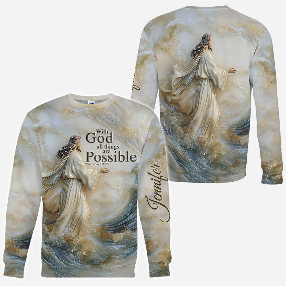 With God All Things Are Possible - Personalized Christian All Over Shirt