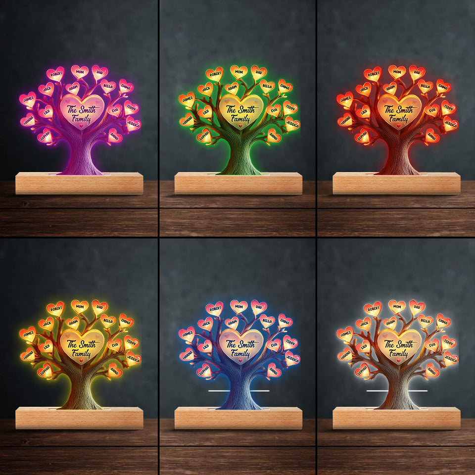 Family Tree - Personalized Family Shaped Plaque Light Base