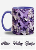 Purple Butterflies - Personalized Butterfly Accent Mug