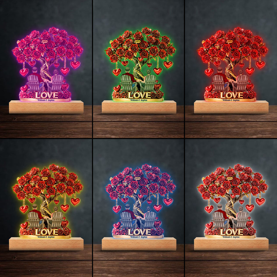 Tree of Love - Personalized Couple Shaped Plaque Light Base