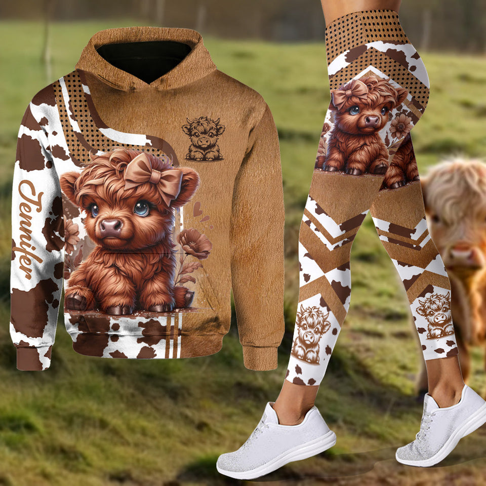 Sweetie - Personalized Highland Cow Hoodie and Leggings