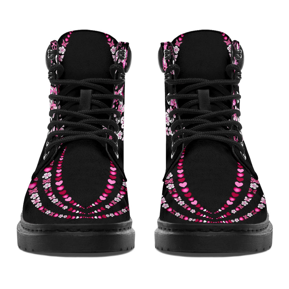 Never Give Up Breast Cancer Awareness All Season Boots 0622