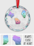 The Love Between Family Knows No Distance 
- Personalized Family Round Shaped Glass Ornament