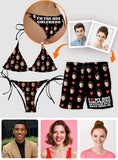 I Love My Hot Girlfriend - Personalized Couple Triangle Bikini Swimsuit And Men Shorts