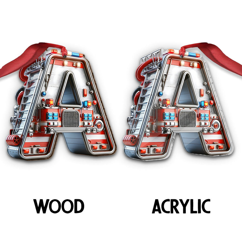 Fire Truck Alphabet - Personalized Kid Ornament