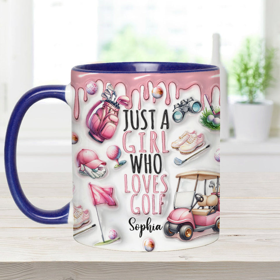 Just A Girl Who Loves Golf - Personalized Golf Accent Mug