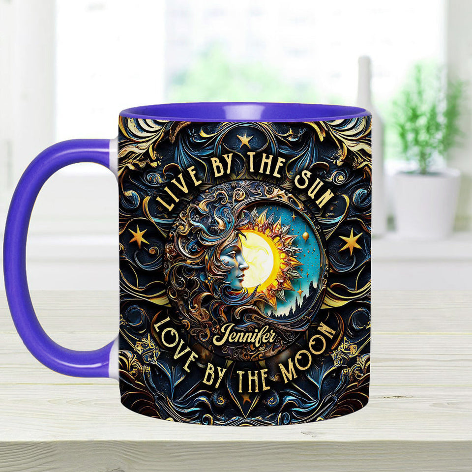 Live By The Sun Love By The Moon - Personalized Hippie Accent Mug