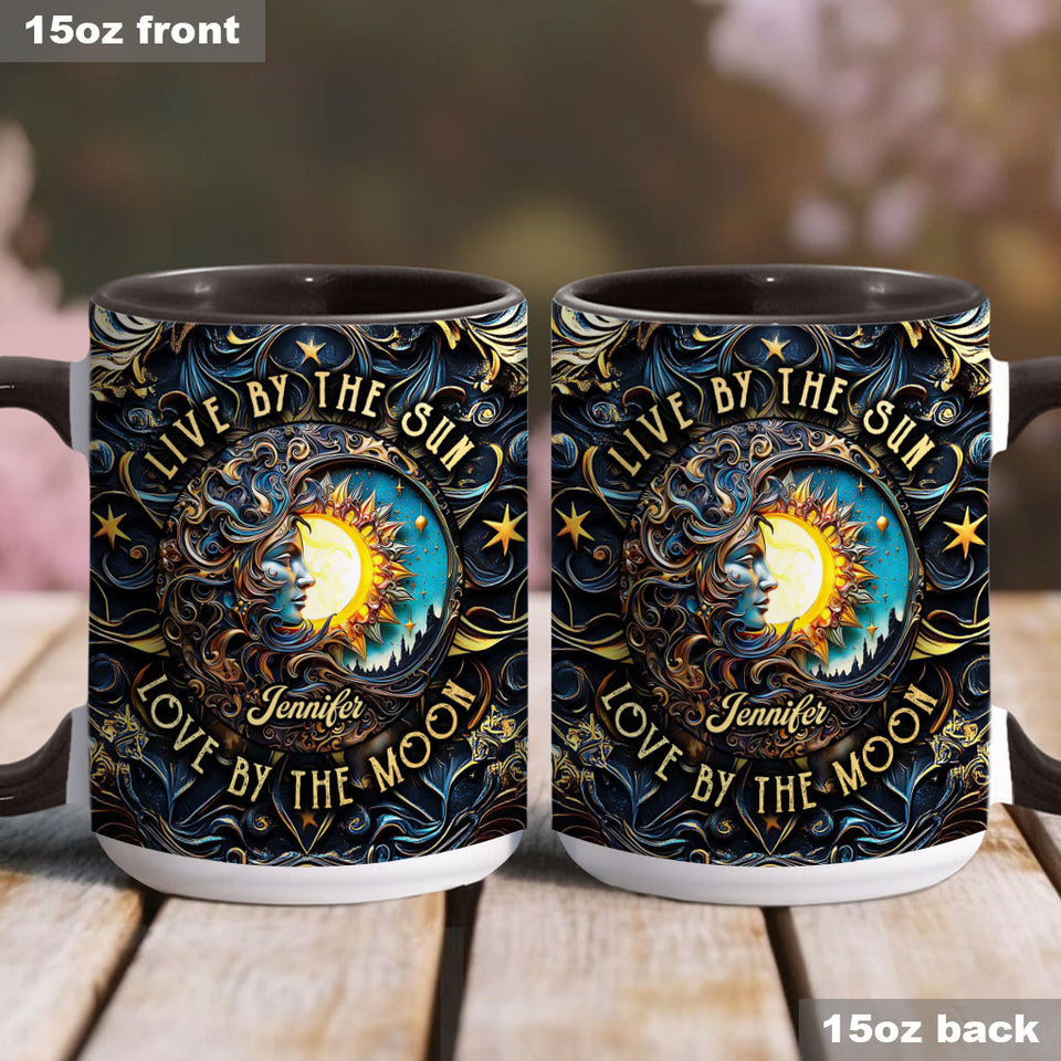Live By The Sun Love By The Moon - Personalized Hippie Accent Mug