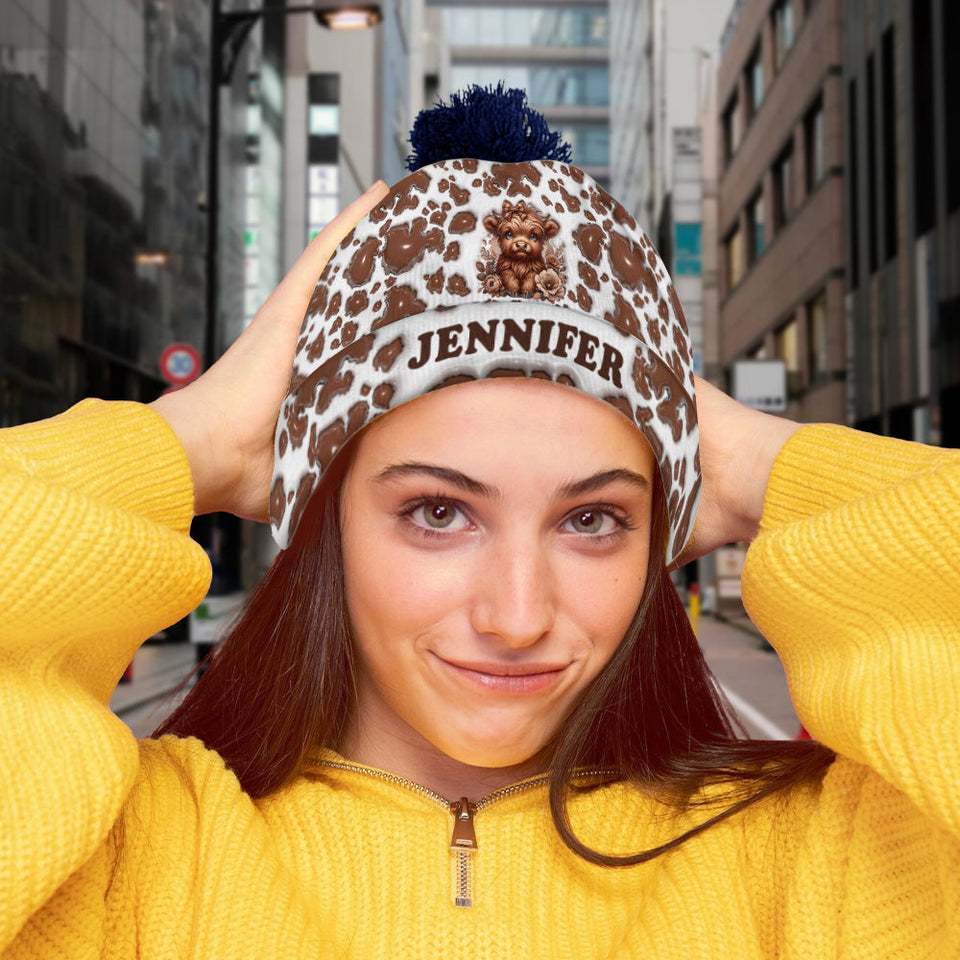 Beautiful Highland Cow - Personalized Beanie Hat