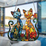 Stunning Cat Couple - Personalized Cat Window Hanging Suncatcher Ornament