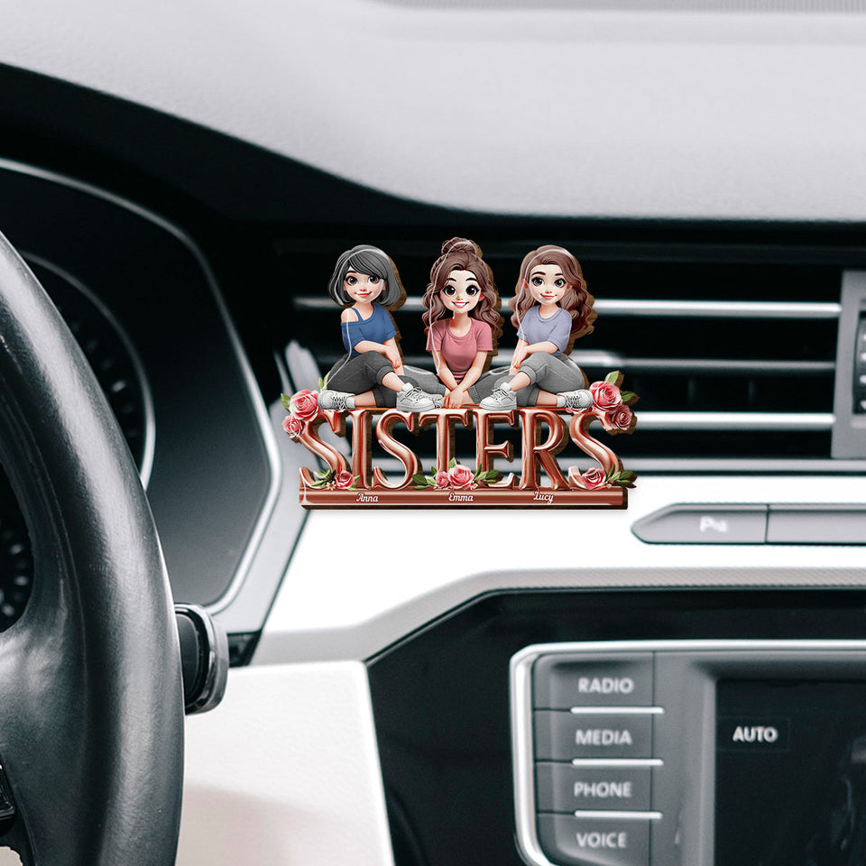 Sisters - Personalized Bestie Shaped Car Visor Clip
