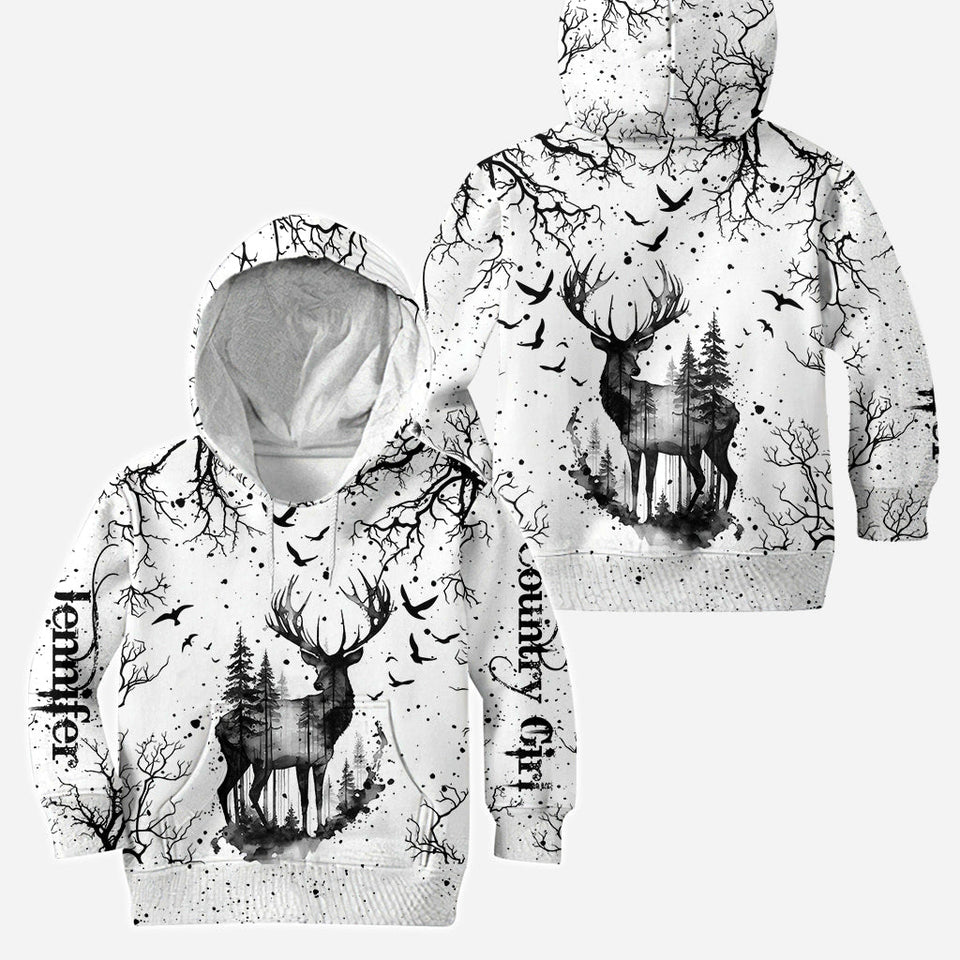 Country Style Black White - Personalized Hunting Hoodie and Leggings
