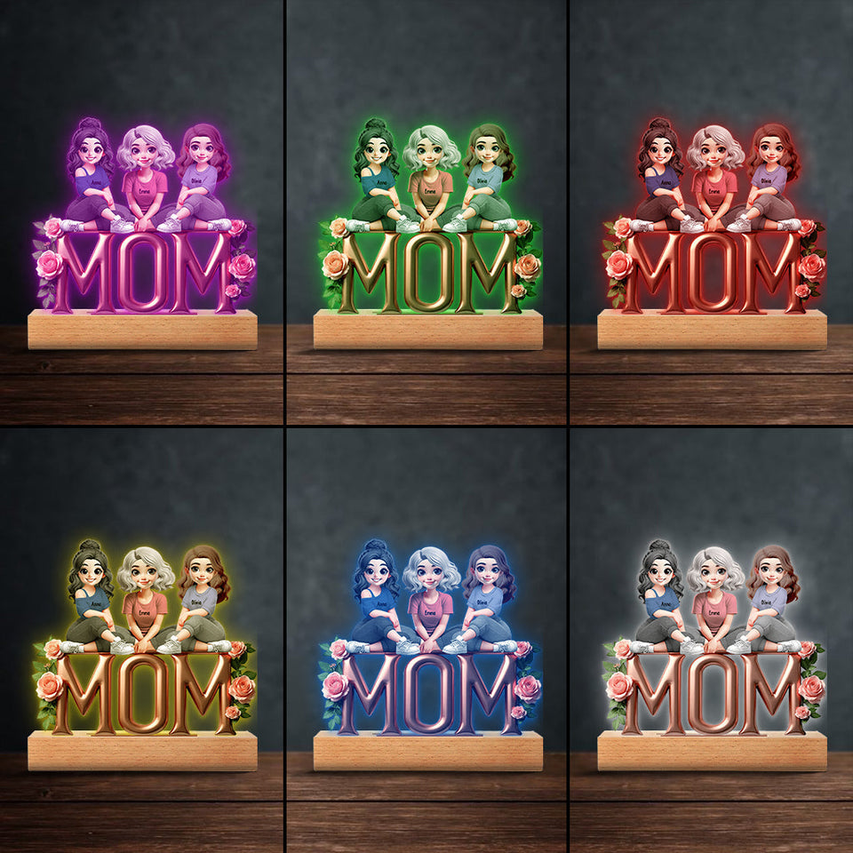 Mother & Daughter - Personalized Mother Shaped Plaque Light Base