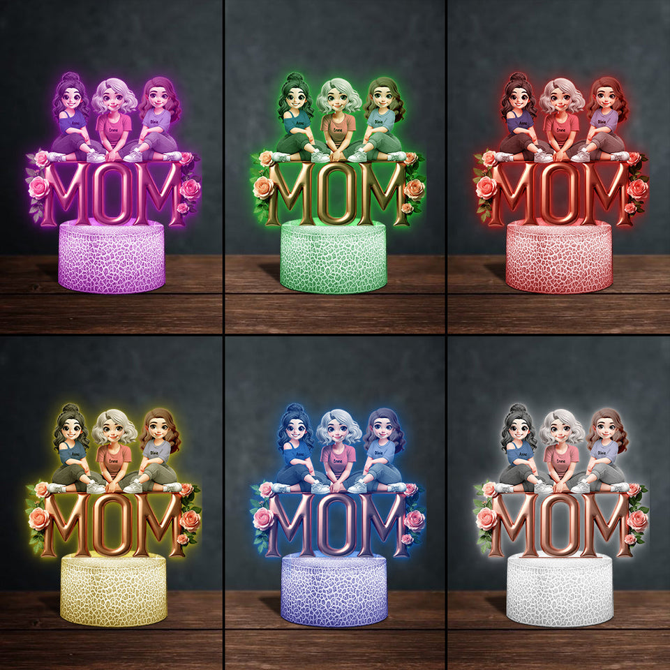 Mother & Daughter - Personalized Mother Shaped Plaque Light Base