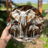 Mom & Kids Gift For Mom, Grandma,... - Personalized Elephant Round Shaped Stone