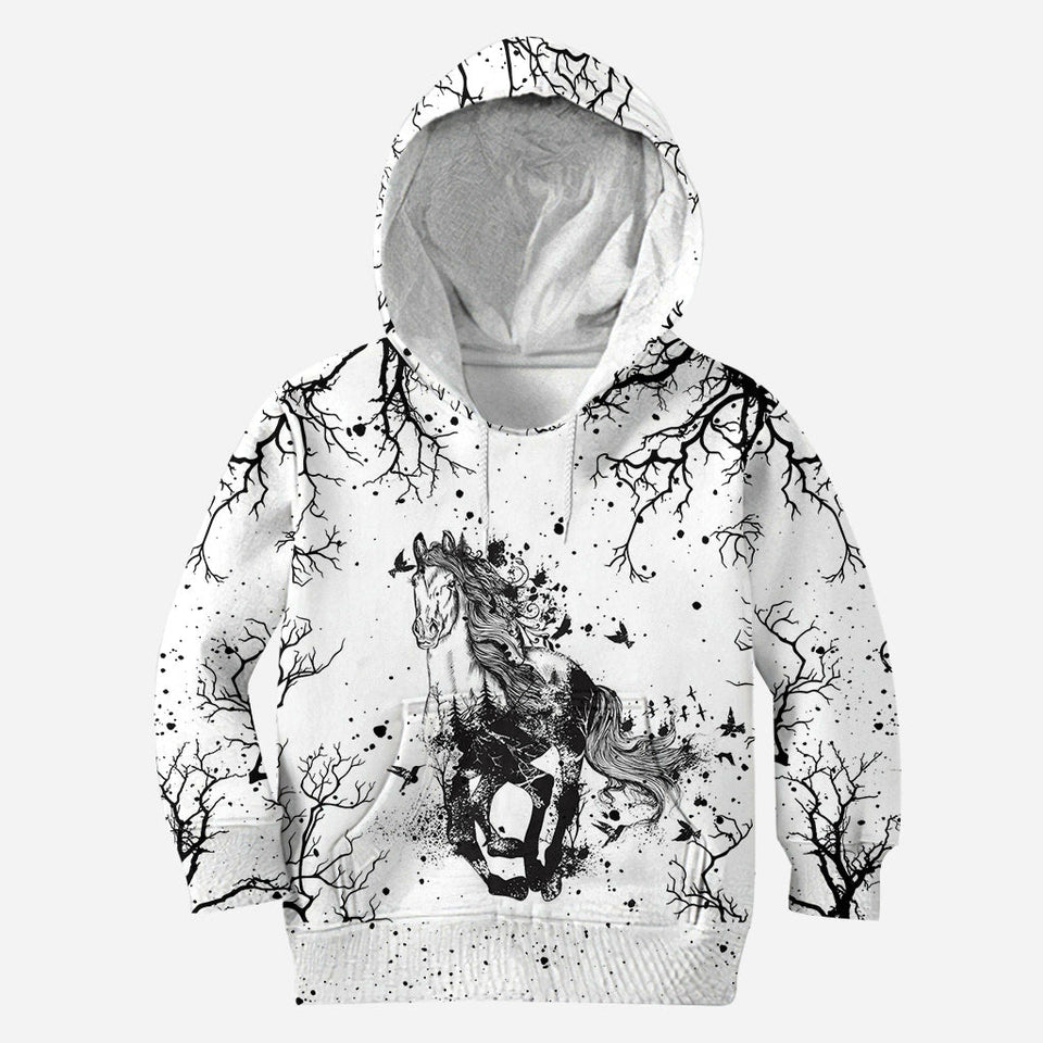Beautiful Horse Black White - Personalized Horse Hoodie and Leggings