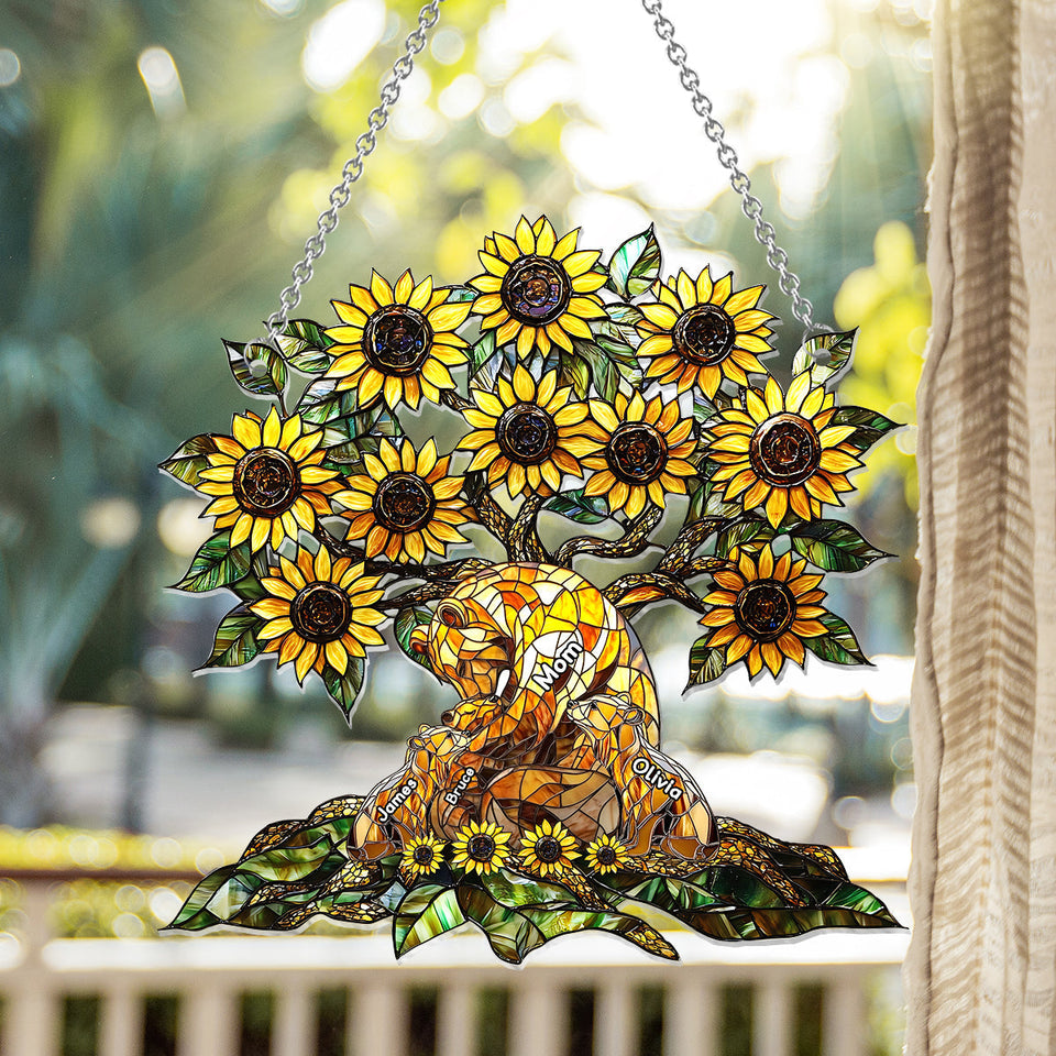 Mama Bear - Personalized Mother Window Hanging Suncatcher Ornament