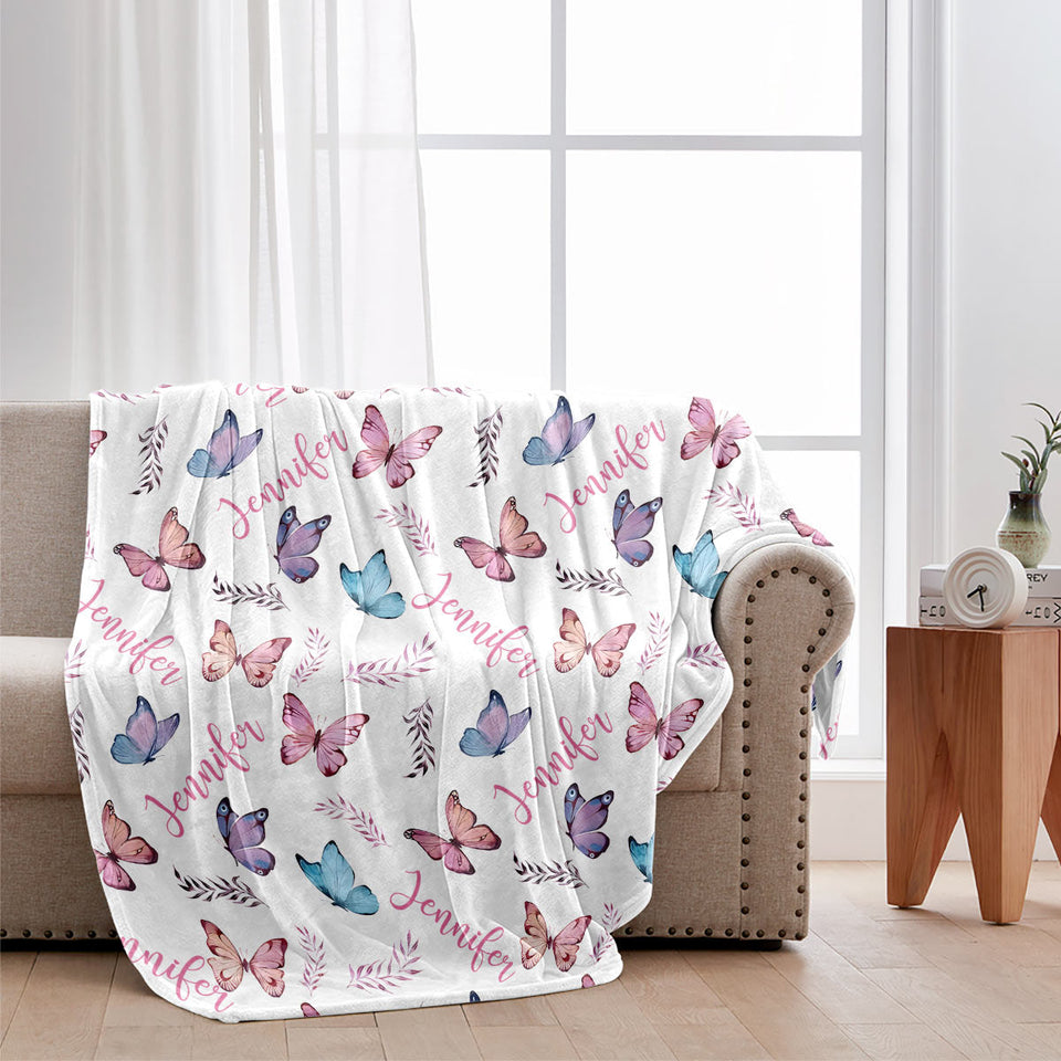 Butterfly Custom Name - Personalized Daughter Blanket
