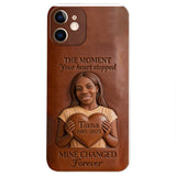 The Moment Your Heart Stopped - Personalized Memorial 3D Embossed Leather Phone Case