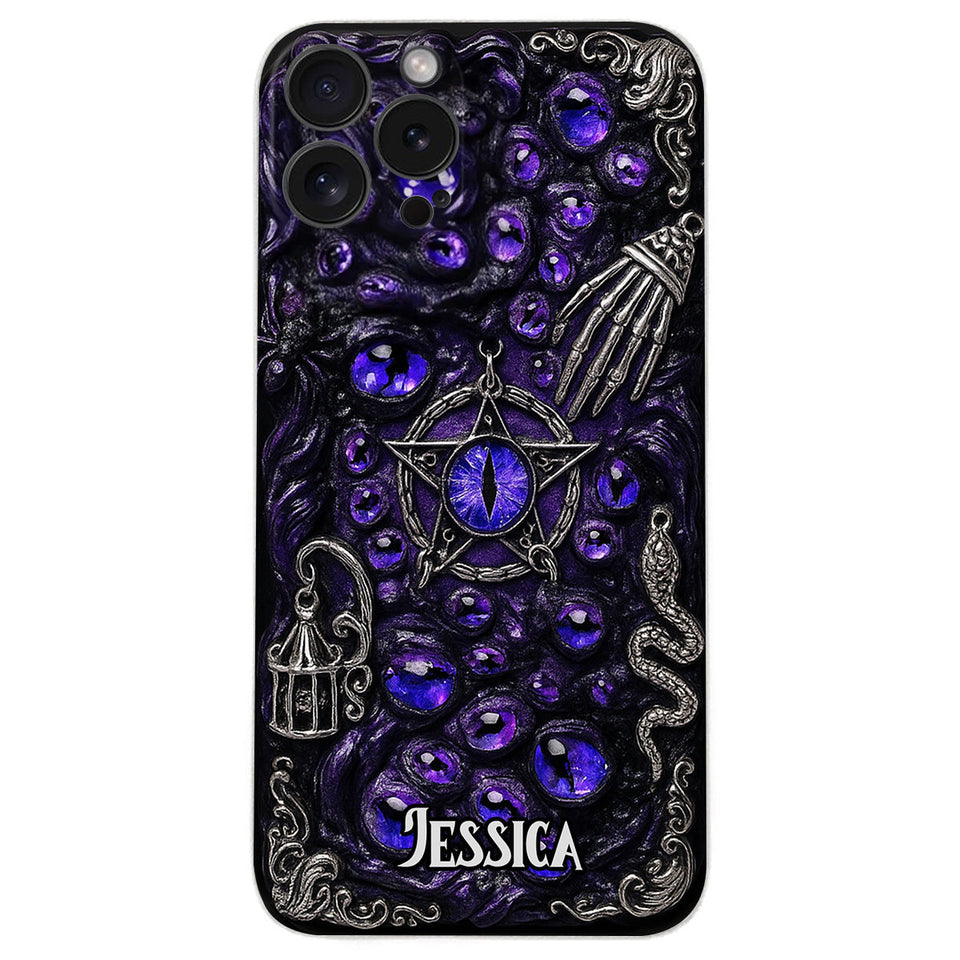 Gothic Pentacle Witchy Vibe - Personalized Witch Leather Phone Case