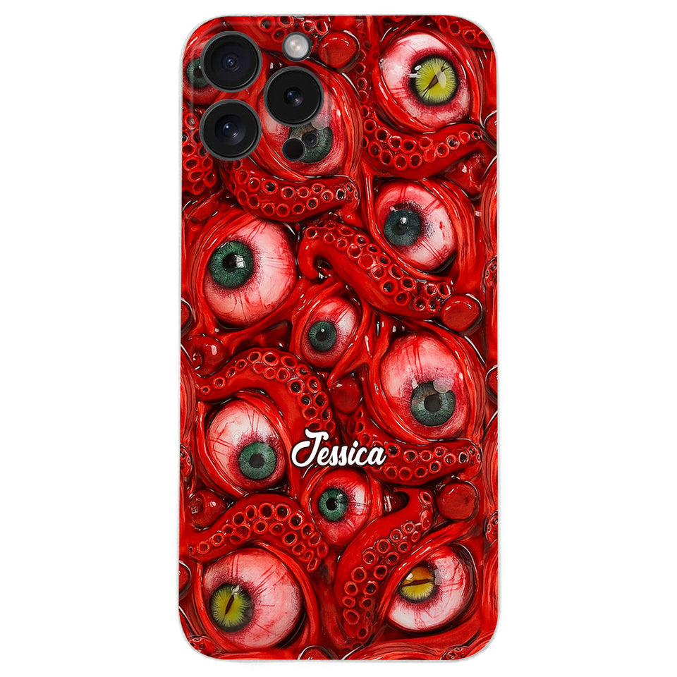 Horror Bloody Eyes - Personalized Halloween Leather Phone Case